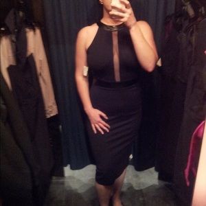 Akira bodycon midi dress with sheer panel